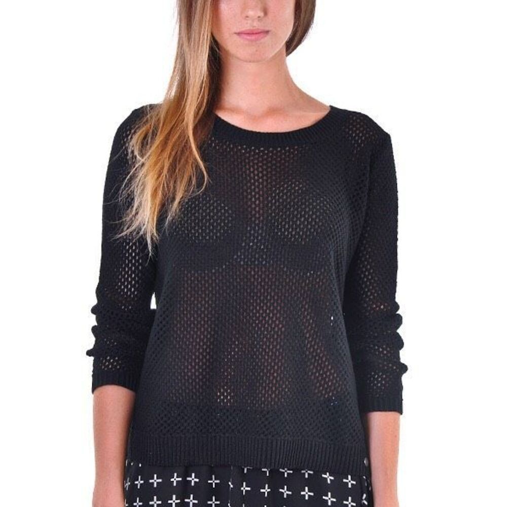 Vans Maynard Sweater black cotton blend open knit size XL
